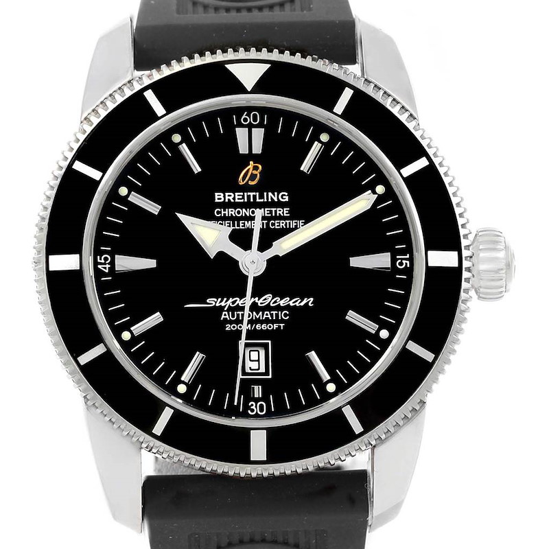 Breitling Superocean Heritage 46 Black Dial Rubber Strap Watch A17320 SwissWatchExpo