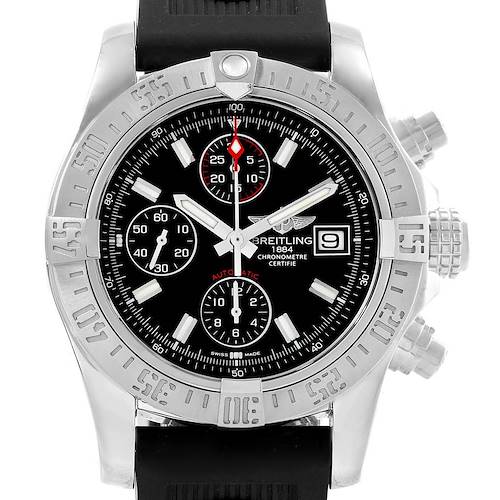 Photo of Breitling Aeromarine Super Avenger Black Dial Rubber Strap Watch A13381
