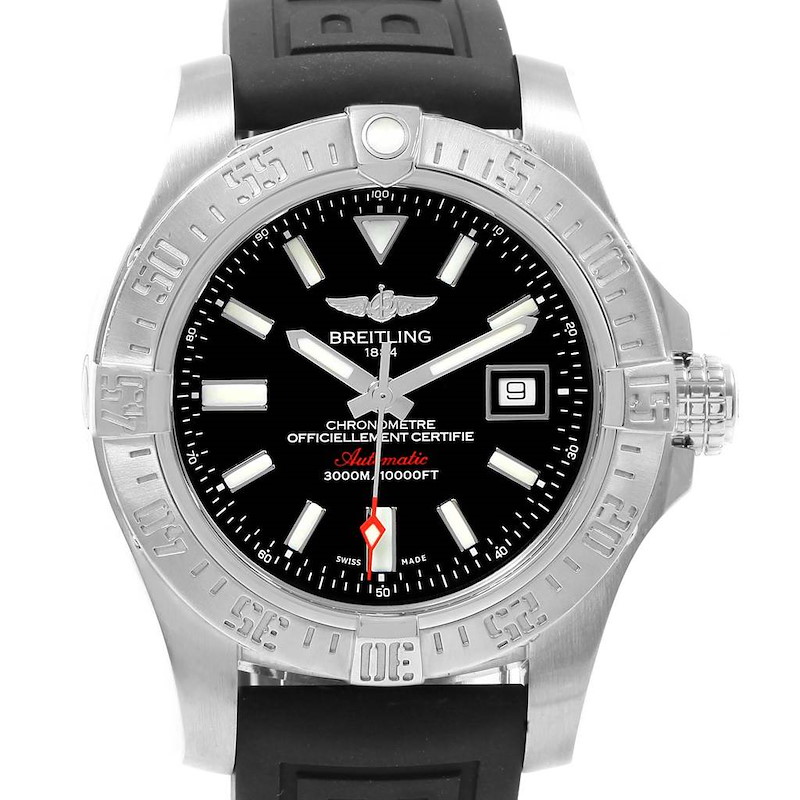 Breitling Avenger II Seawolf Rubber Strap Mens Watch A17331 Papers SwissWatchExpo