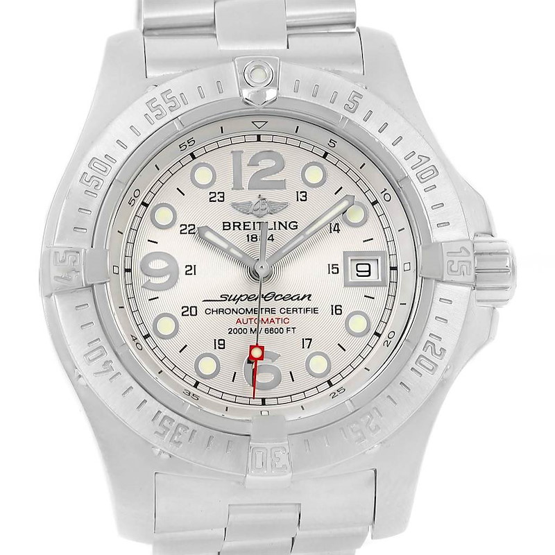 Breitling Superocean Steelfish Silver Dial Mens Watch A17390 Box Papers SwissWatchExpo