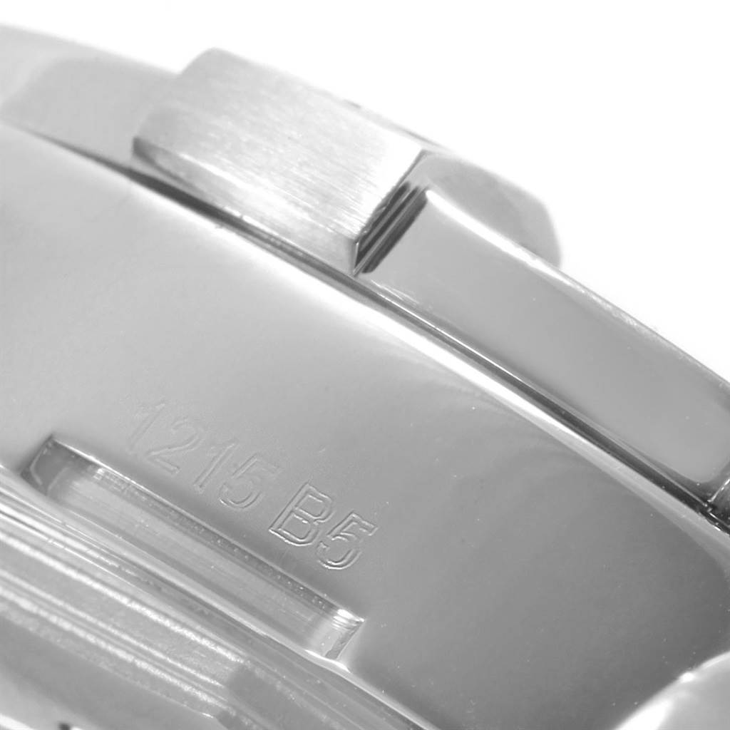 Close-up of the clasp and part of the bracelet of a Breitling Avenger A32390 Men's Stainless Steel Blue Dial A32390 Men's Stainless Steel Blue Dial watch, showing model number engraving.