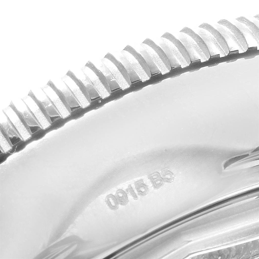 This close-up image shows the bezel and the edge of the caseback of the Breitling Superocean A23370 Men
s Stainless Steel Blue Dial A23370 Men
s Stainless Steel Blue Dial watch.