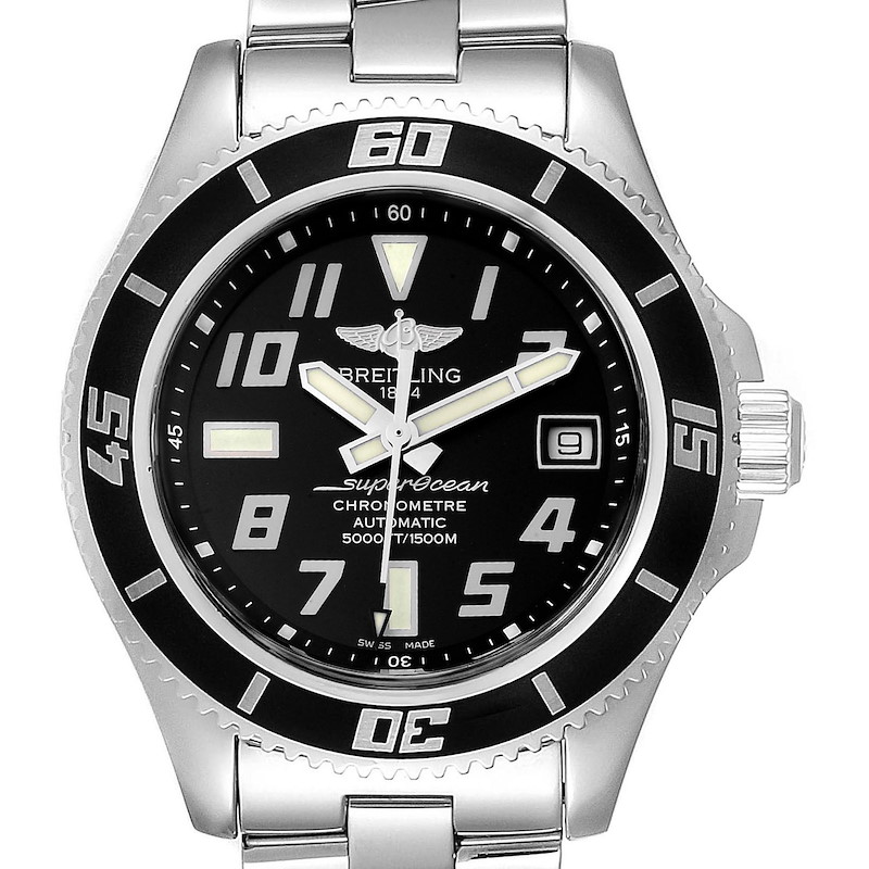 Breitling Superocean 42 Abyss Black Dial Steel Mens Watch A17364 SwissWatchExpo