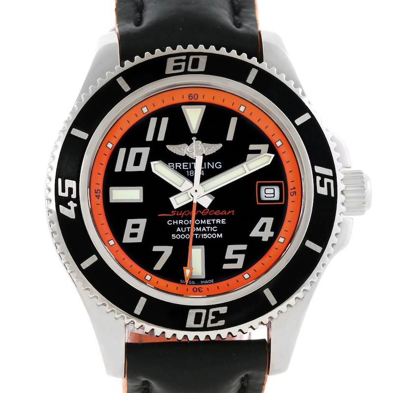 Breitling Superocean 42 Abyss Orange Limited Edition Mens Watch A17364 SwissWatchExpo