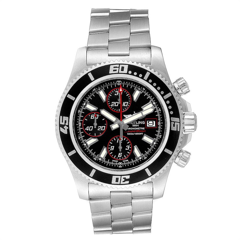 Breitling Aeromarine SuperOcean II Black Red Dial Watch A13341 SwissWatchExpo