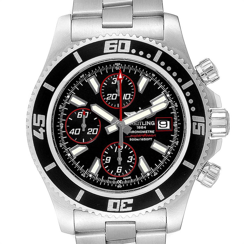 Breitling Aeromarine SuperOcean II Black Red Dial Watch A13341 SwissWatchExpo