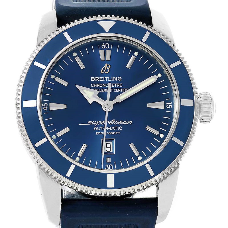 Breitling Superocean Heritage 46 Blue Dial Rubber Strap Watch A17320 SwissWatchExpo
