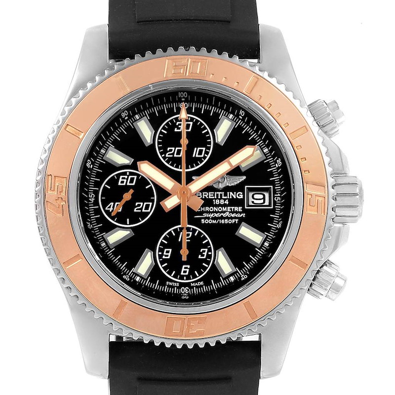 Breitling Aeromarine SuperOcean II Steel Rose Gold Mens Watch C13341 SwissWatchExpo