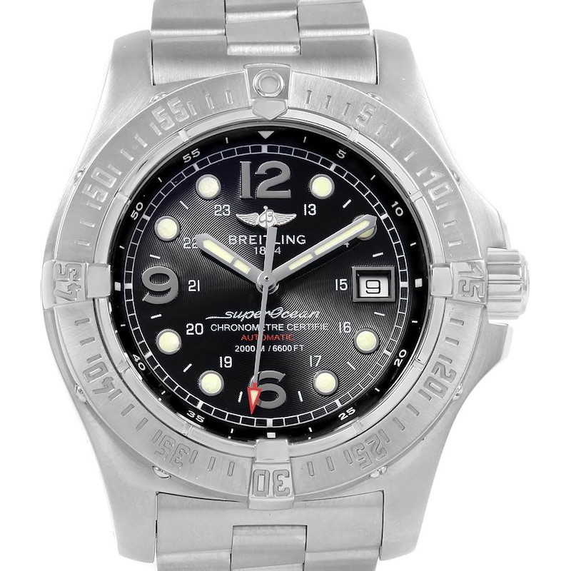 Breitling Aeromarine Superocean Steelfish Black Dial Watch A17390 SwissWatchExpo