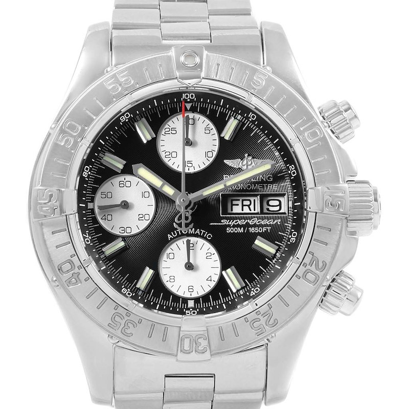 Breitling Aeromarine Superocean Black Dial Mens Watch A13340 SwissWatchExpo