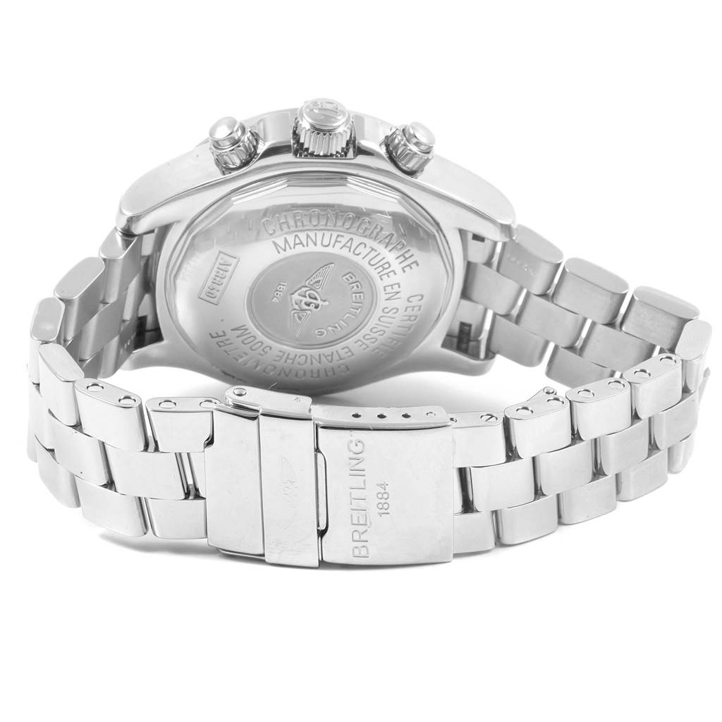 This image shows the back case and bracelet clasp of the Breitling Superocean A13340 Men's Stainless Steel Black Dial A13340 Men's Stainless Steel Black Dial watch.