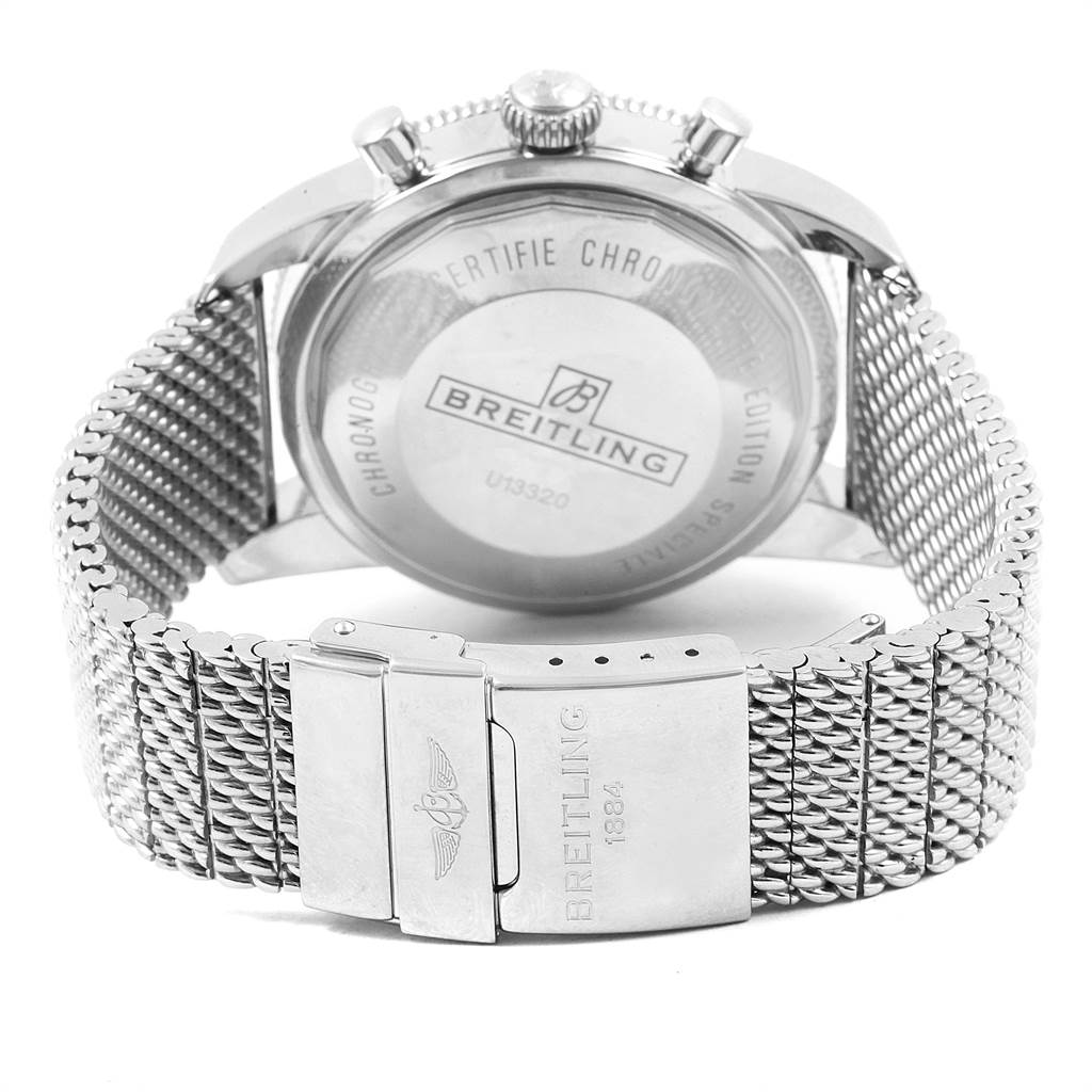 The image shows the back and clasp of a Breitling Superocean U1332012/B908-152A Men
s Stainless Steel Black Dial U1332012/B908-152A Men
s Stainless Steel Black Dial watch from a rear angle.