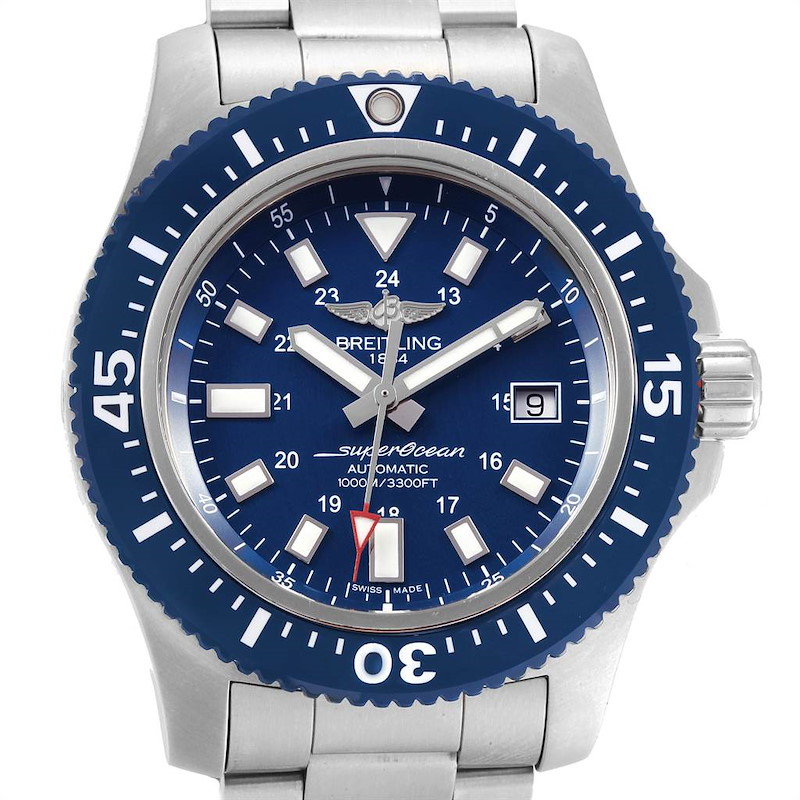 Breitling Aeromarine Superocean 44 Blue Dial Watch Y1739310 Box Papers SwissWatchExpo