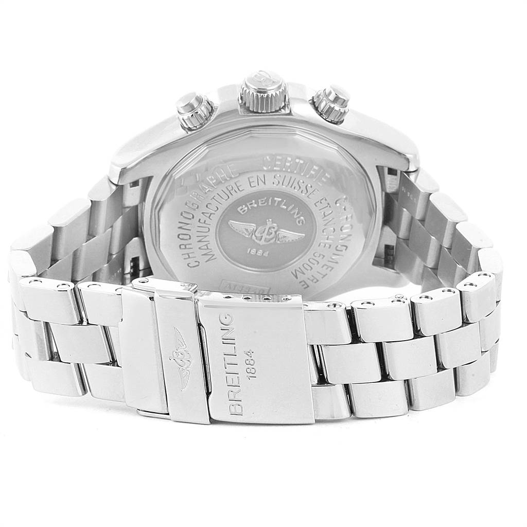 The image shows the back case and bracelet of a Breitling Superocean A13340 Men's Stainless Steel Beige Dial A13340 Men's Stainless Steel Beige Dial watch, viewed from the rear.