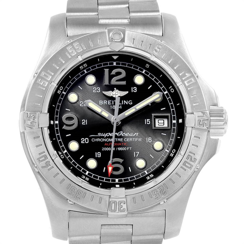 Breitling Aeromarine Superocean Steelfish Black Dial Mens Watch A17390 SwissWatchExpo