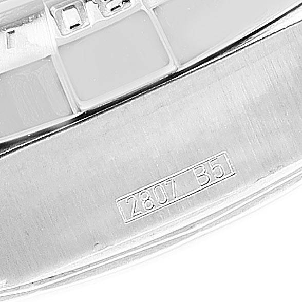 This image shows a close-up of the stamped model details on the bezel and part of the dial of a Breitling Superocean A17390 Men's Stainless Steel Blue Dial A17390 Men's Stainless Steel Blue Dial watch.