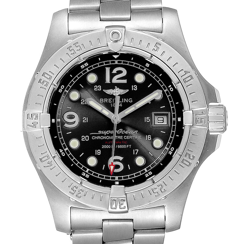 Breitling Aeromarine Superocean Steelfish Black Dial Mens Watch A17390 SwissWatchExpo