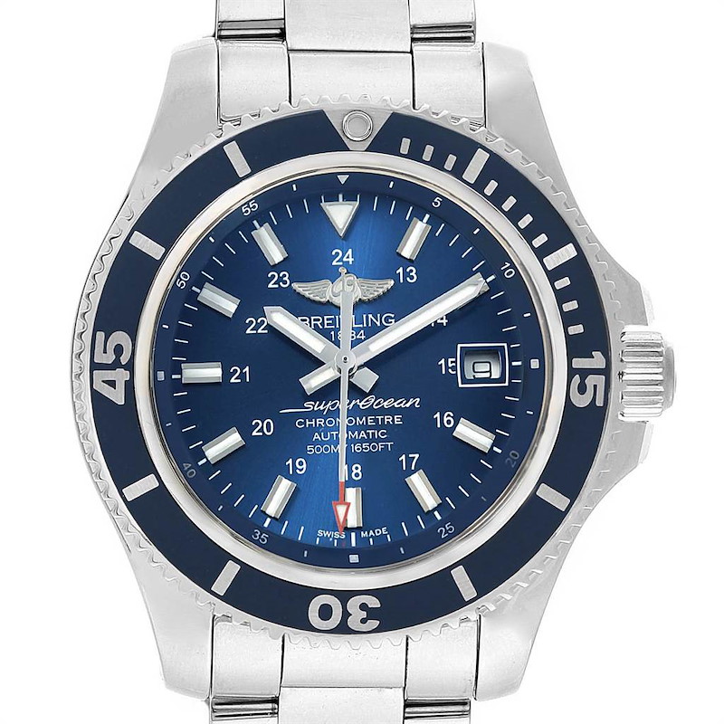 Breitling Superocean II Blue Dial Steel Mens Watch A17365 SwissWatchExpo