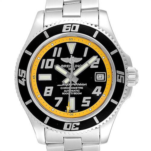 Photo of Breitling Superocean 42 Abyss Black Yellow Mens Watch A17364 Box Papers