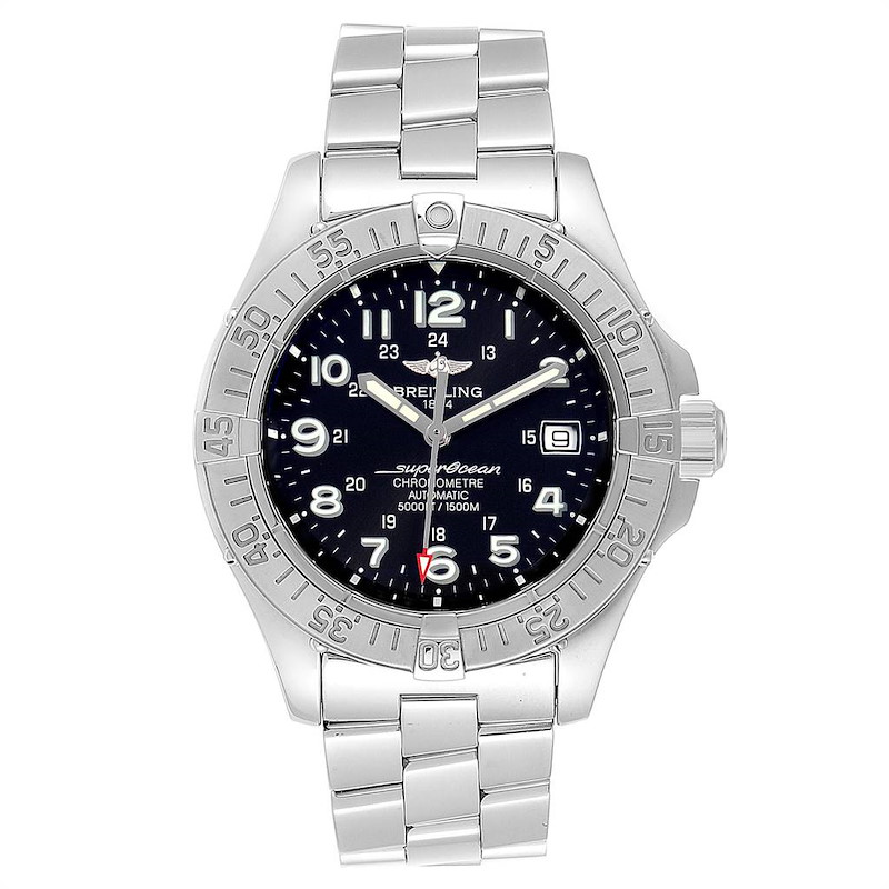 Breitling Superocean Steelfish Black Dial Steel Mens Watch A17360 ...