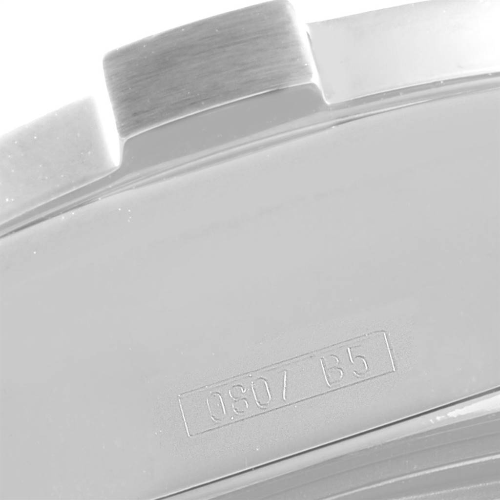 This is a close-up image of the bezel edge and case of the Breitling Avenger A13370 Men
s Stainless Steel White Dial A13370 Men
s Stainless Steel White Dial watch.