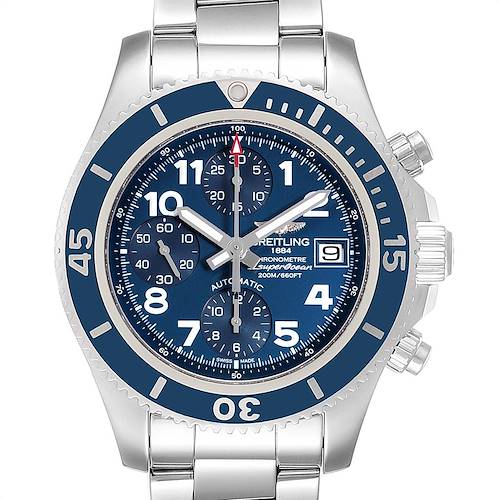 Photo of Breitling Superocean Chronograph Blue Dial Mens Watch A13311 Box Papers