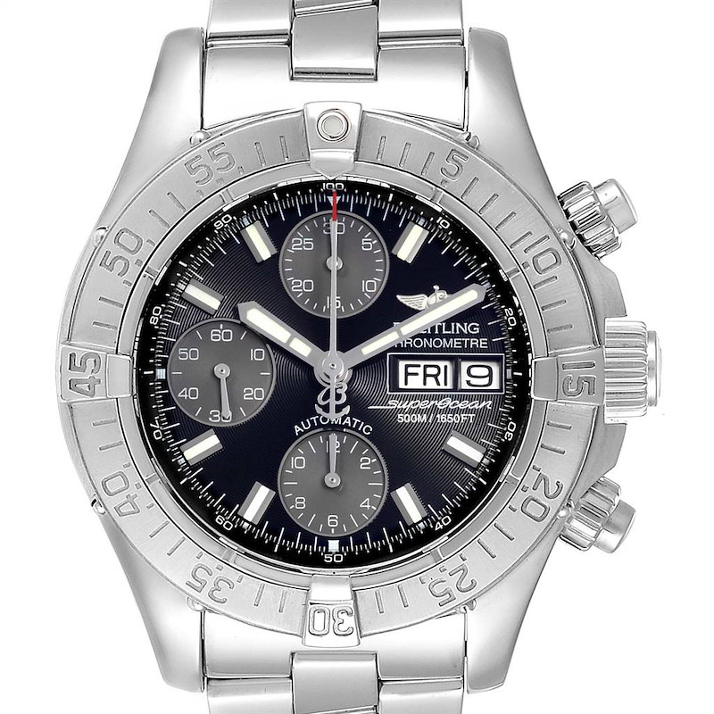 Breitling Superocean Black Dial Chronograph Mens Watch A13340 Box Papers SwissWatchExpo