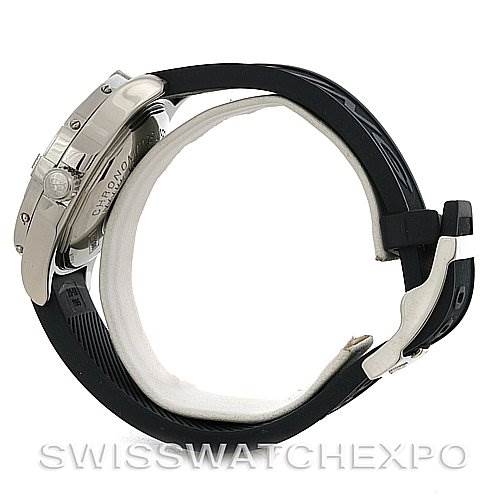 The image shows the side profile of a Breitling Superocean A1736010/C644 Men's Stainless Steel Blue Dial A1736010/C644 Men's Stainless Steel Blue Dial watch, highlighting the bezel, crown, and rubber strap with a clasp.