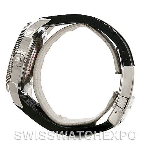 The image shows a side view of a Breitling Superocean A17320 Men's Stainless Steel Blue Dial A17320 Men's Stainless Steel Blue Dial watch, highlighting the case, crown, and black strap.