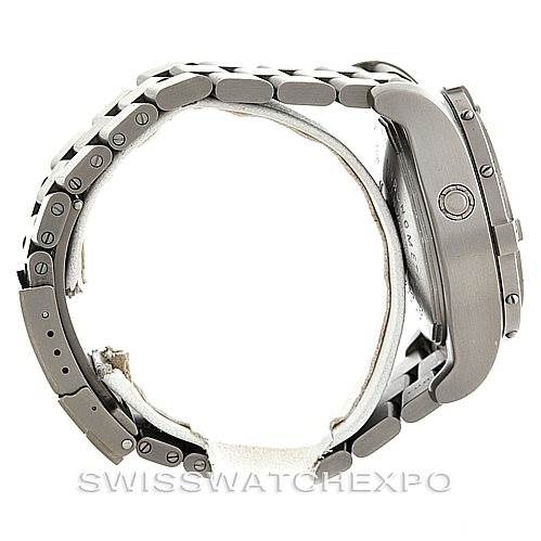 Side view of the Breitling Avenger E17370 Men's Titanium Yellow Dial E17370 Men's Titanium Yellow Dial watch displaying the case, crown, and bracelet.