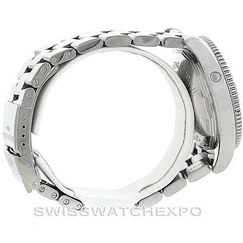 The image shows a side view of the Breitling Superocean A17364 Men's Stainless Steel Black Dial A17364 Men's Stainless Steel Black Dial watch, highlighting the bracelet and case.