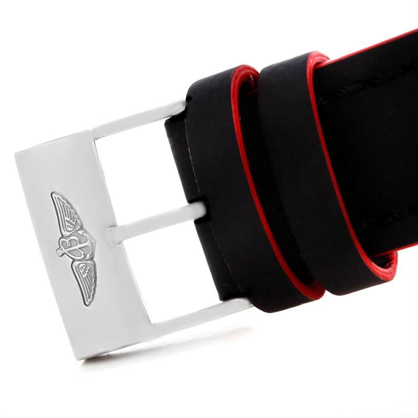 This image shows a close-up view of the buckle and strap end of a Breitling Superocean A73310 Men's Stainless Steel Black Dial A73310 Men's Stainless Steel Black Dial watch.