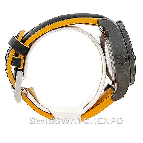 The image shows a side view of the Breitling Avenger M73390 Men's Stainless Steel Black Dial M73390 Men's Stainless Steel Black Dial watch, highlighting the strap, buckle, and case.