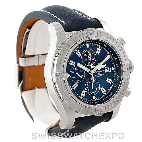 Breitling Aeromarine Super Avenger Steel Blue Strap Watch A13370 SwissWatchExpo