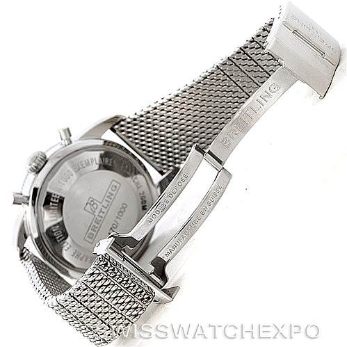 The image shows the back case and mesh bracelet with deployment clasp of a Breitling Superocean A23320 Men's Stainless Steel Black Dial A23320 Men's Stainless Steel Black Dial watch.