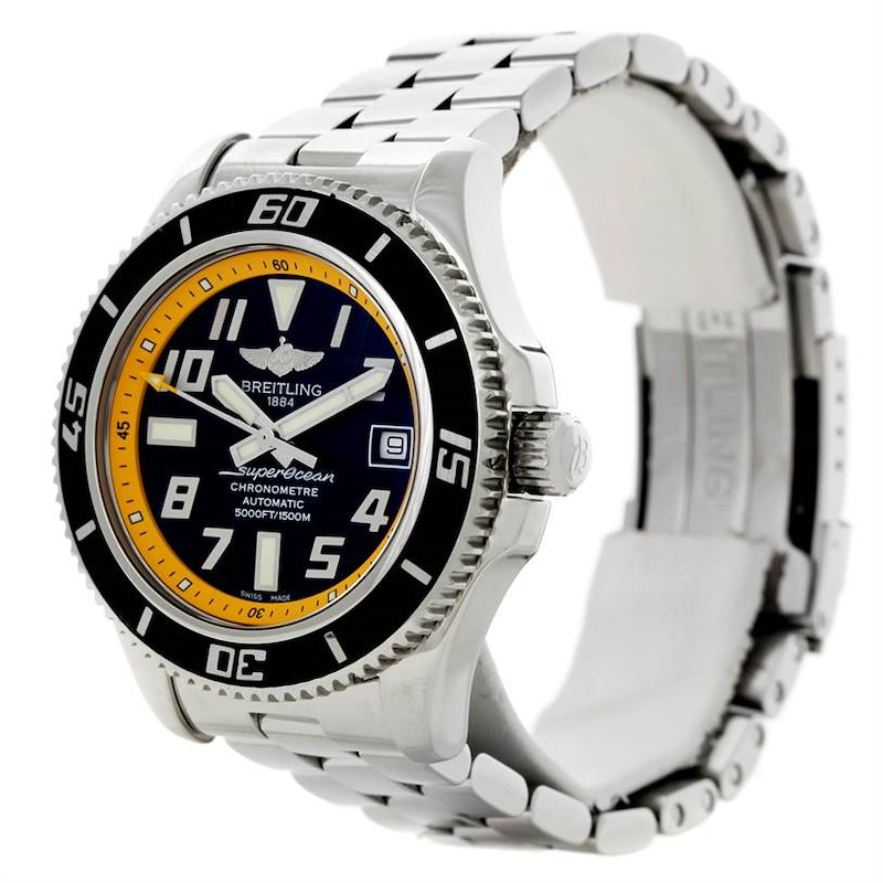 Breitling Superocean 42 Abyss Yellow Steel Mens Watch A17364 SwissWatchExpo