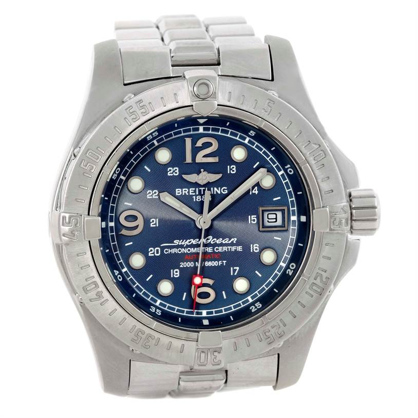 Breitling Aeromarine Superocean Steelfish Blue Dial Watch A17390 ...