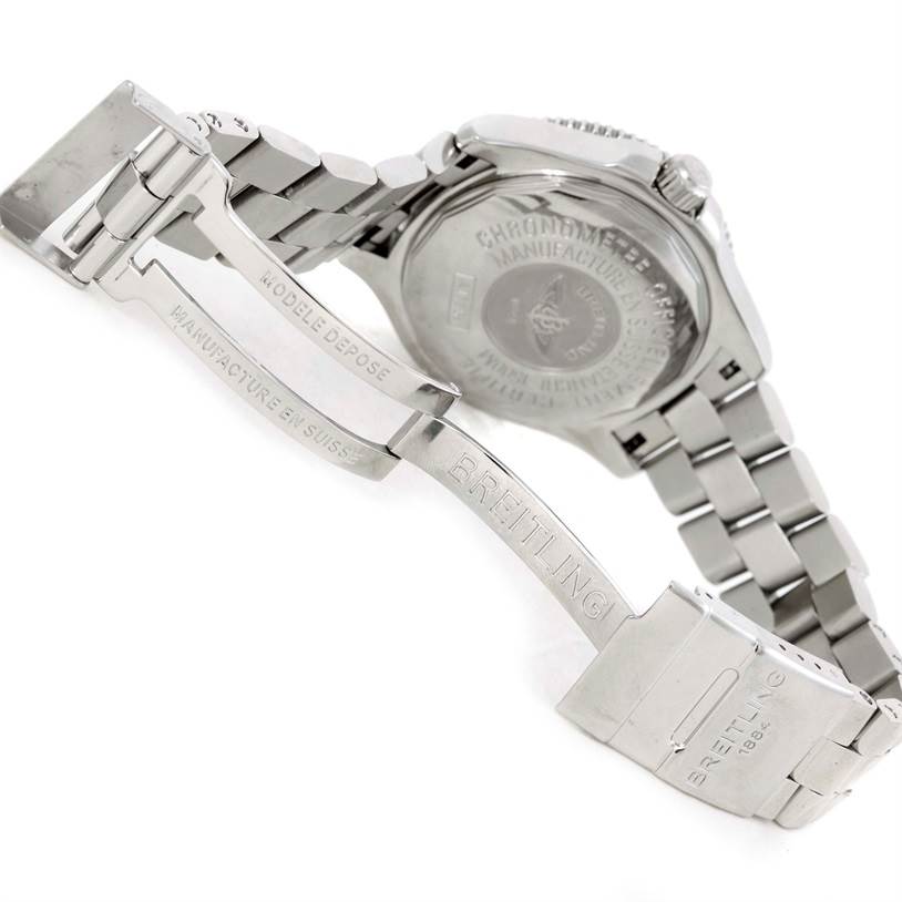The image shows the back case and deployment clasp of the Breitling Superocean A17364 Men's Stainless Steel Black Dial A17364 Men's Stainless Steel Black Dial watch.