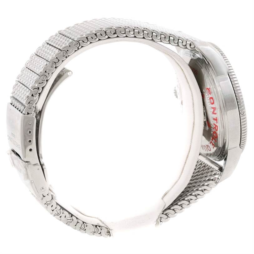 The image shows a side view of the Breitling Superocean A17320 Men's Stainless Steel Black Dial A17320 Men's Stainless Steel Black Dial watch, displaying the bracelet and part of the case back.