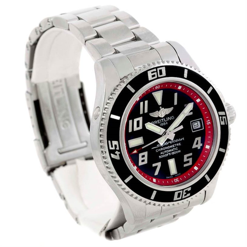 Breitling Superocean 42 Abyss Red Steel Mens Watch A17364 SwissWatchExpo