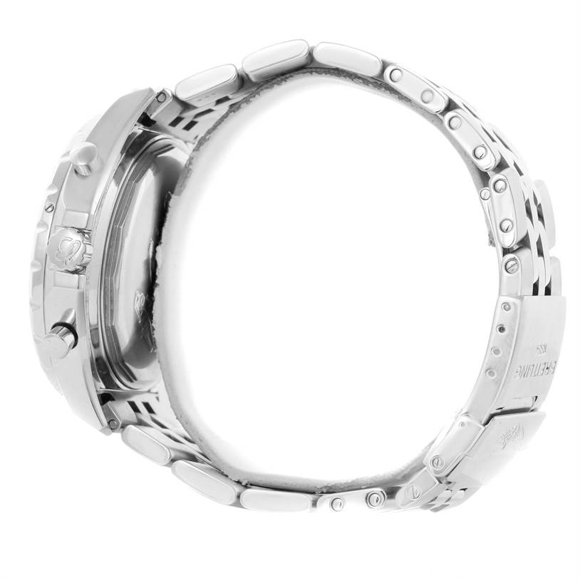 This is a side view of the Bentley model by Breitling, showing the bracelet, clasp, and side of the watch case.