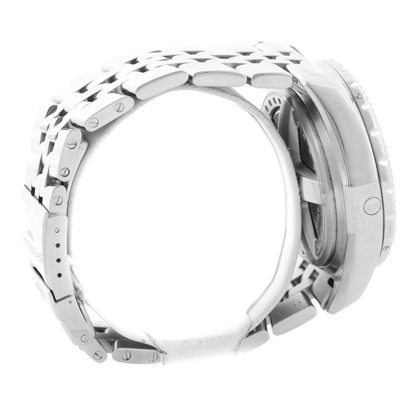 The image shows a side view of a Bentley model watch by Breitling, highlighting the bracelet and case side.