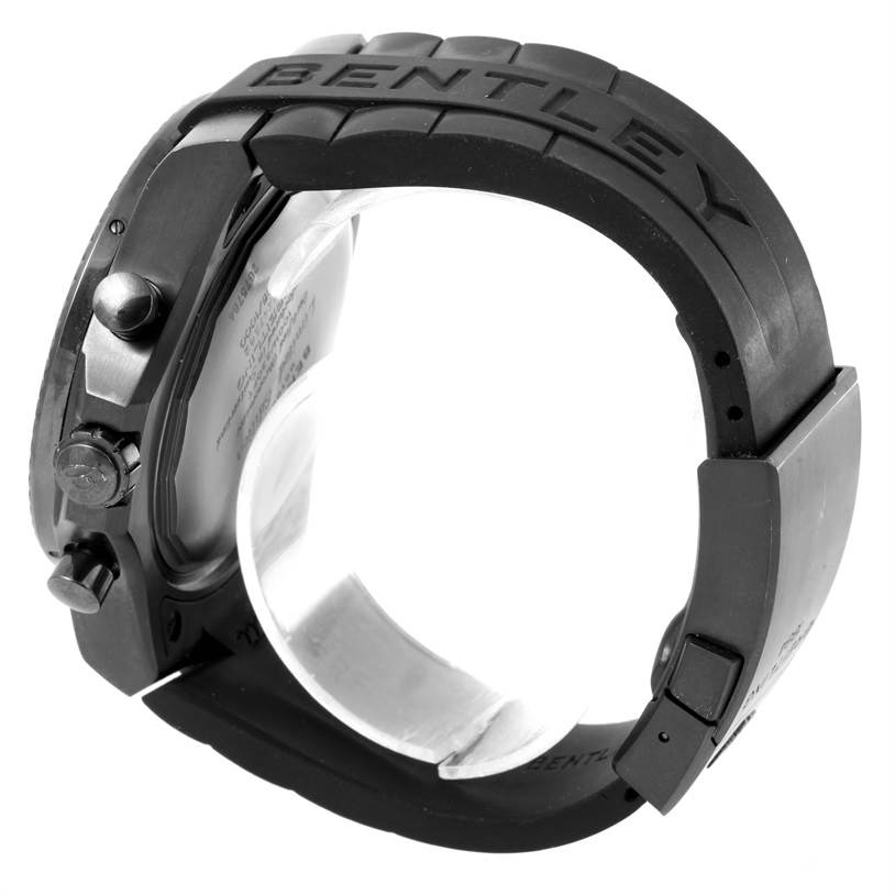 This image shows a side view of the Breitling Bentley M47362 Men's Stainless Steel Black Dial M47362 Men's Stainless Steel Black Dial watch band and case, highlighting the crown, pushers, and clasp.