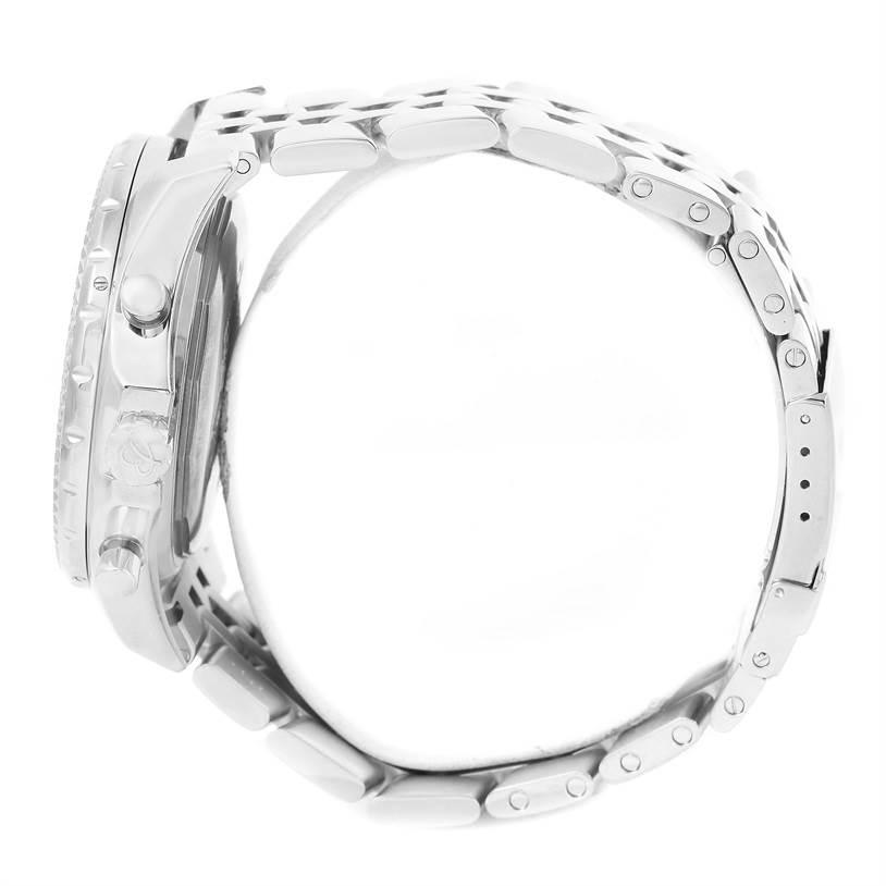 This image shows the side profile of the Bentley model by Breitling, highlighting the watch case and metal bracelet.