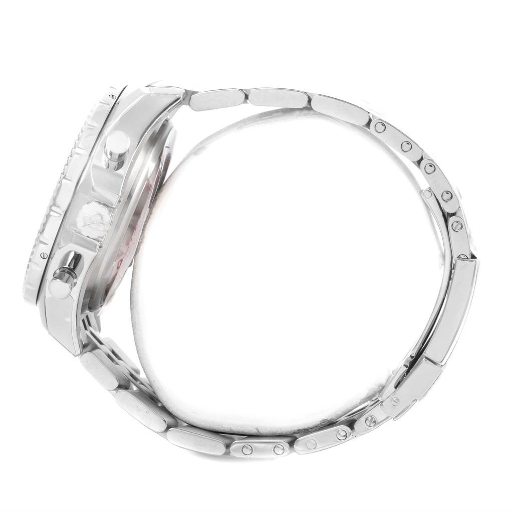 The image shows a side view of the Breitling Bentley A44364 Men's Stainless Steel Grey Dial A44364 Men's Stainless Steel Grey Dial watch, focusing on its case, crown, pushers, and metal bracelet.