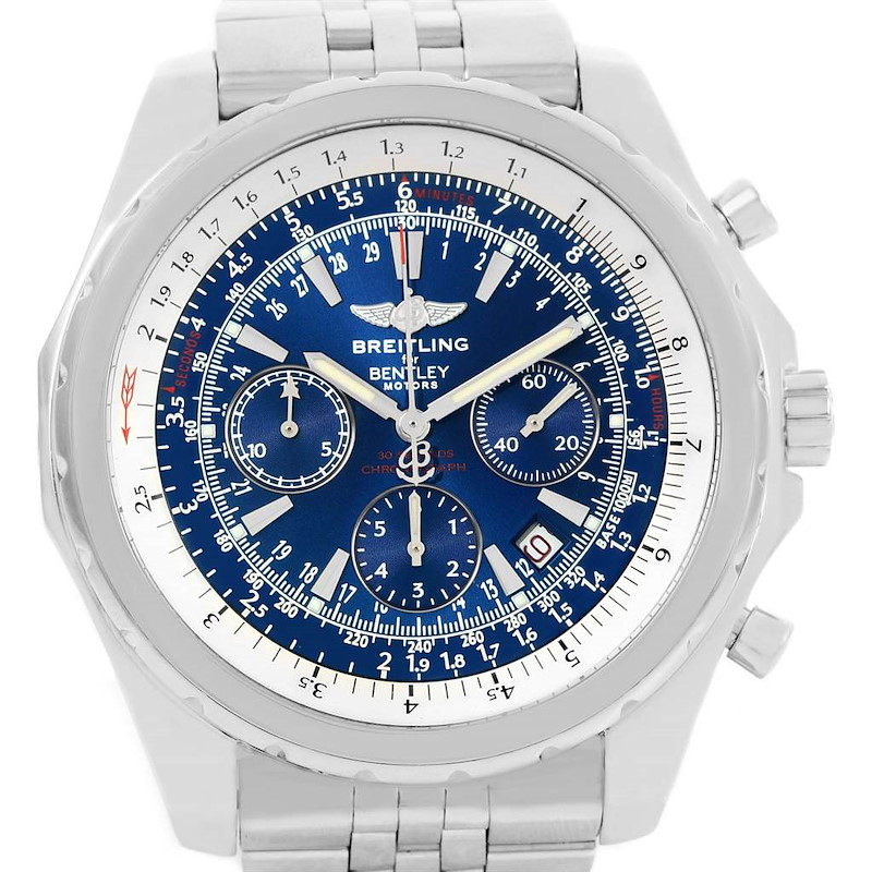 Breitling Bentley Motors Blue Dial Chronograph Mens Watch A25362 SwissWatchExpo