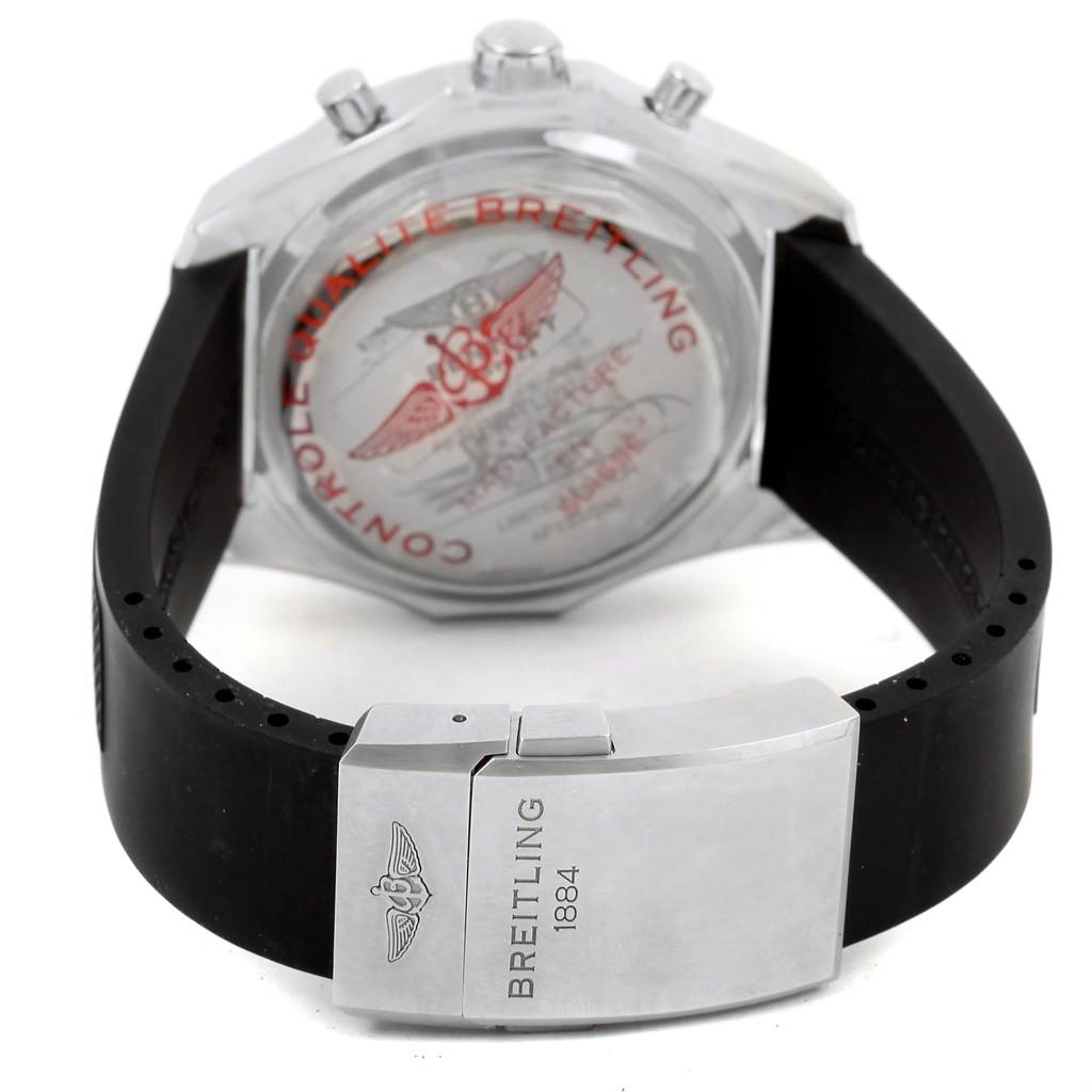 The image shows the back case and clasp of a Bentley model watch by Breitling.