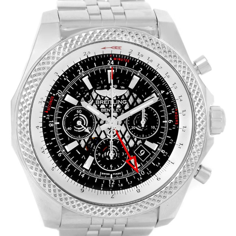 Breitling Bentley GMT Chronograph Black Dial Watch AB0431 Box Papers SwissWatchExpo
