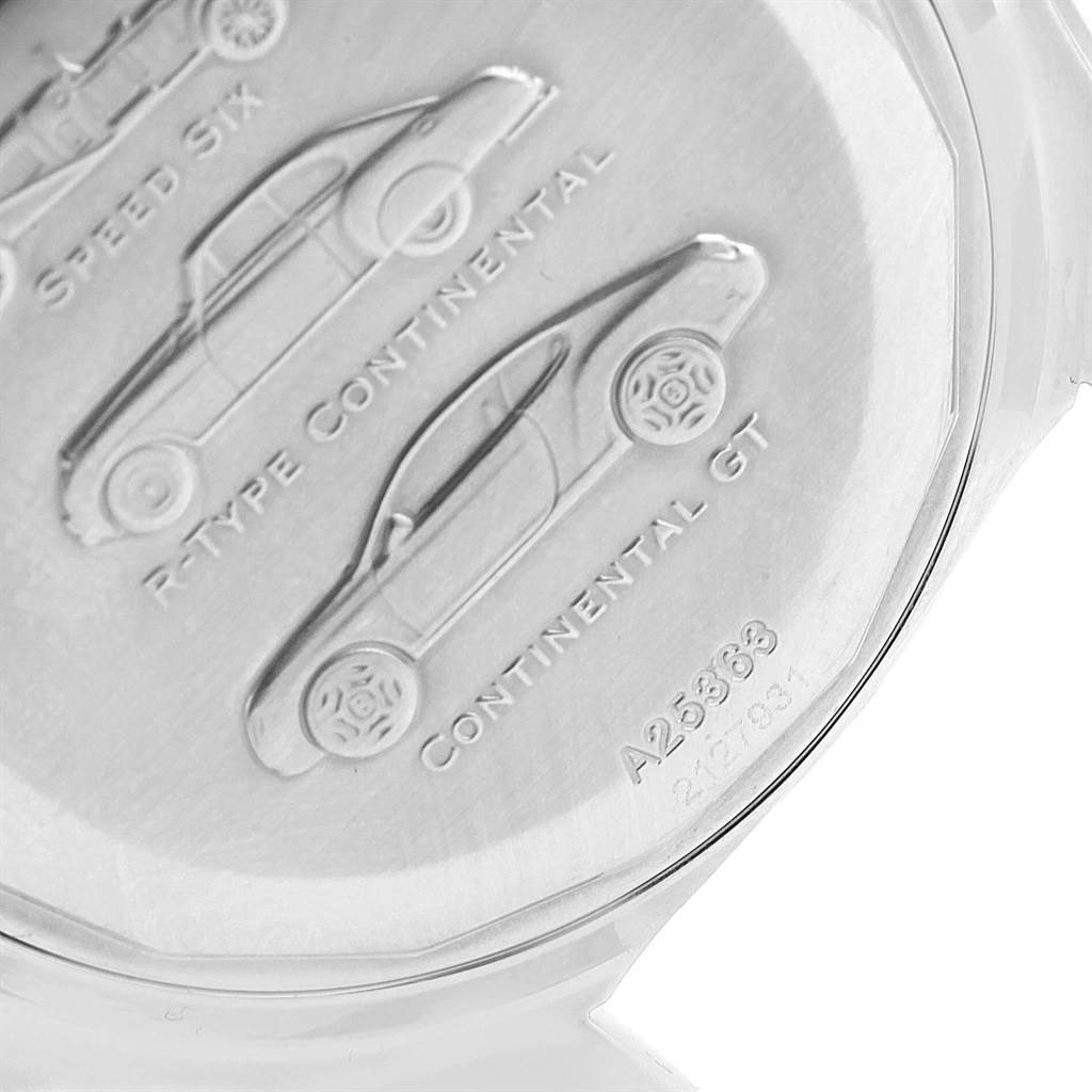 This image shows the engraved rear case of a Breitling Bentley A25363 Men's Stainless Steel White Dial A25363 Men's Stainless Steel White Dial model watch.