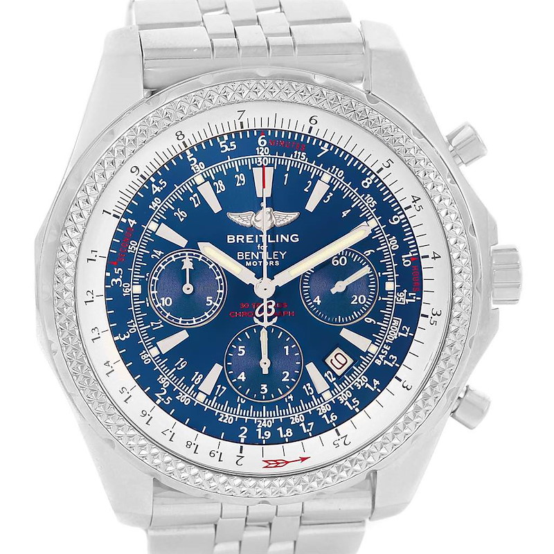Breitling Bentley Motors Blue Dial Chrono Mens Watch A25362 Box Papers SwissWatchExpo